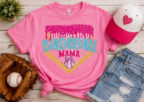 "Baseball Mama" Ice Cream Tee