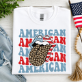 "American" With Cheetah Print Tongue Tee