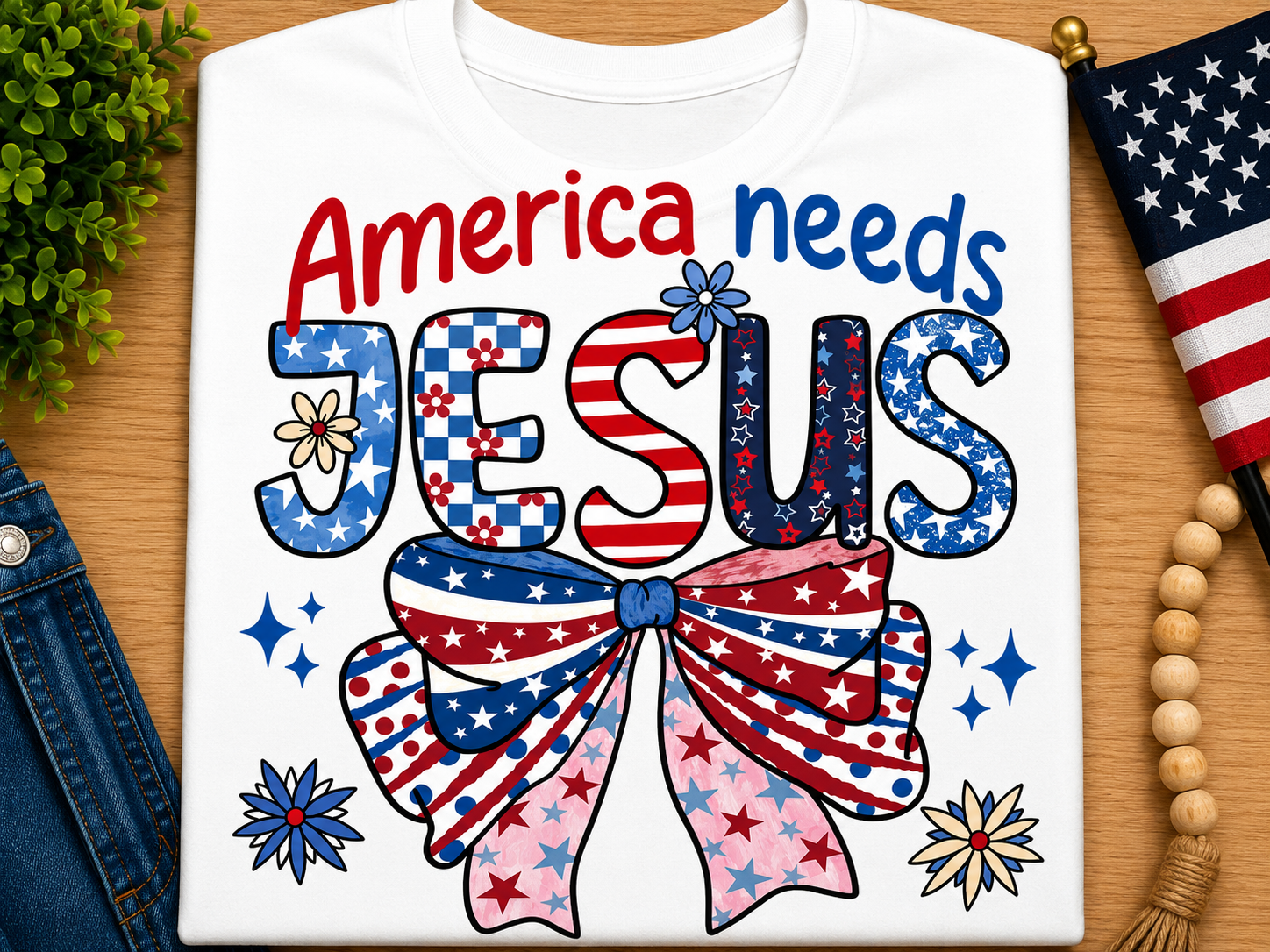 "America Needs Jesus" Graphic Tee