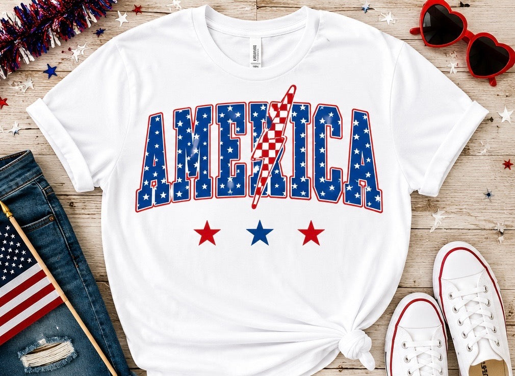 "America" With Lightning Bolt Tee