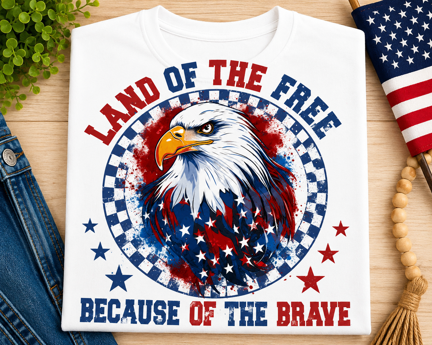 "Land Of The Free, Because Of The Brave" Eagle Tee