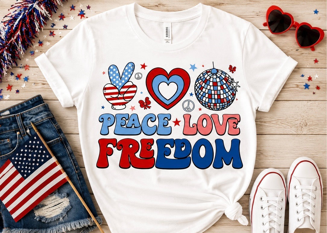 "Peace, Love, Freedom" Graphic Tee