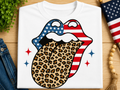 Red, White, Blue & Cheetah Tongue Graphic Tee