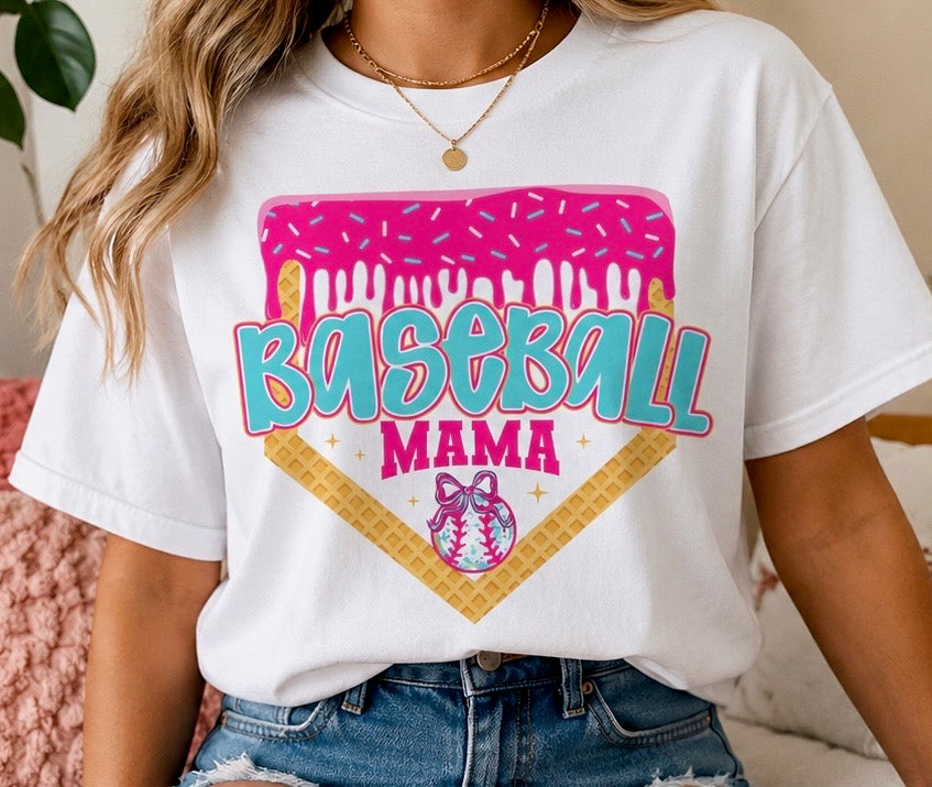 "Baseball Mama" Ice Cream Tee
