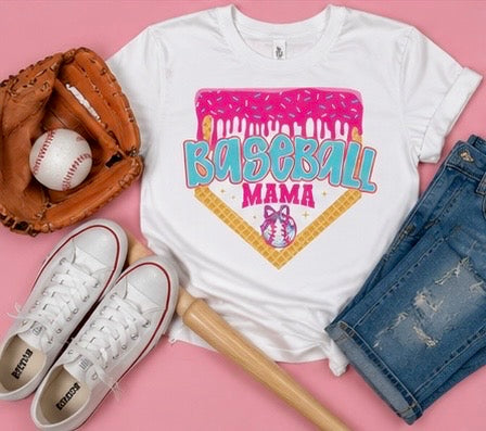 "Baseball Mama" Ice Cream Tee