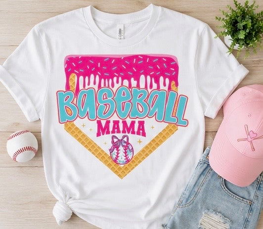 "Baseball Mama" Ice Cream Tee