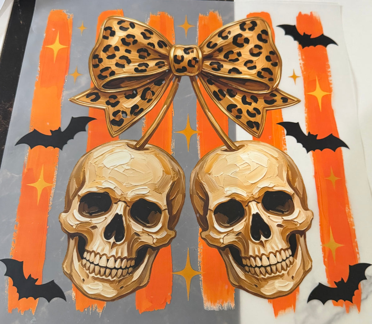 Skeleton With Cheetah Bow Graphic Tee