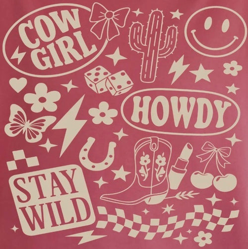 "Cowgirl - Stay Wild - Howdy" Graphic Tee (TAN PRINT)